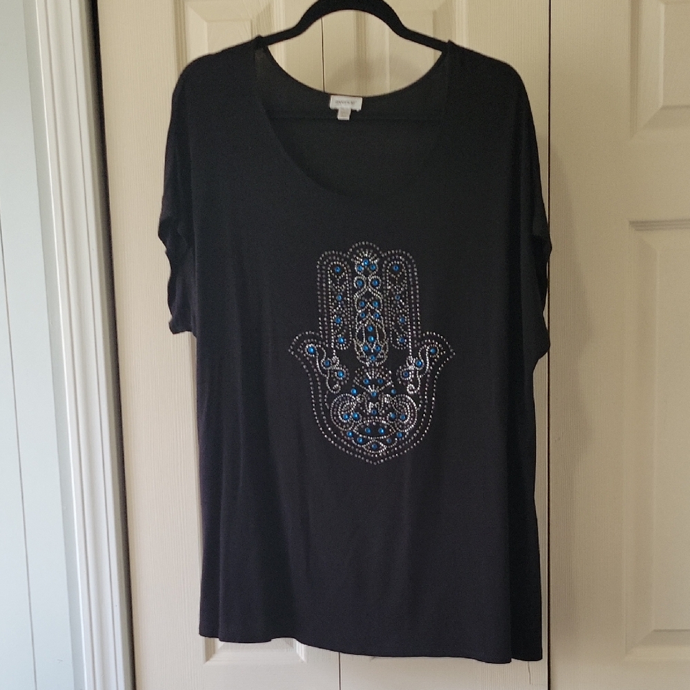 Abenue Duze 18/20 Black Embellished Women's Top
